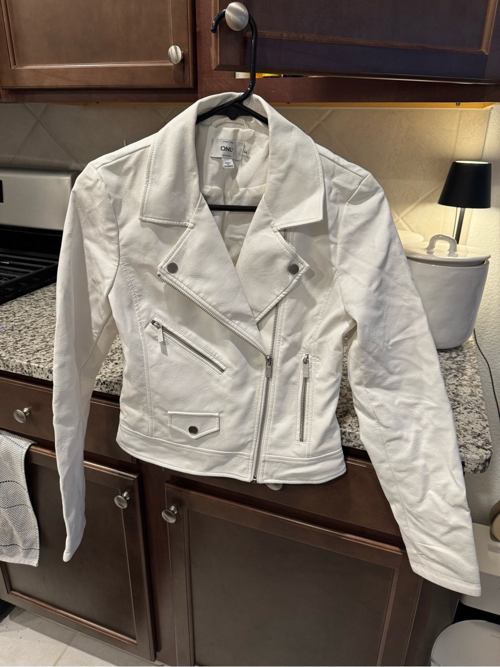 Only White Faux Leather Moto Jacket S